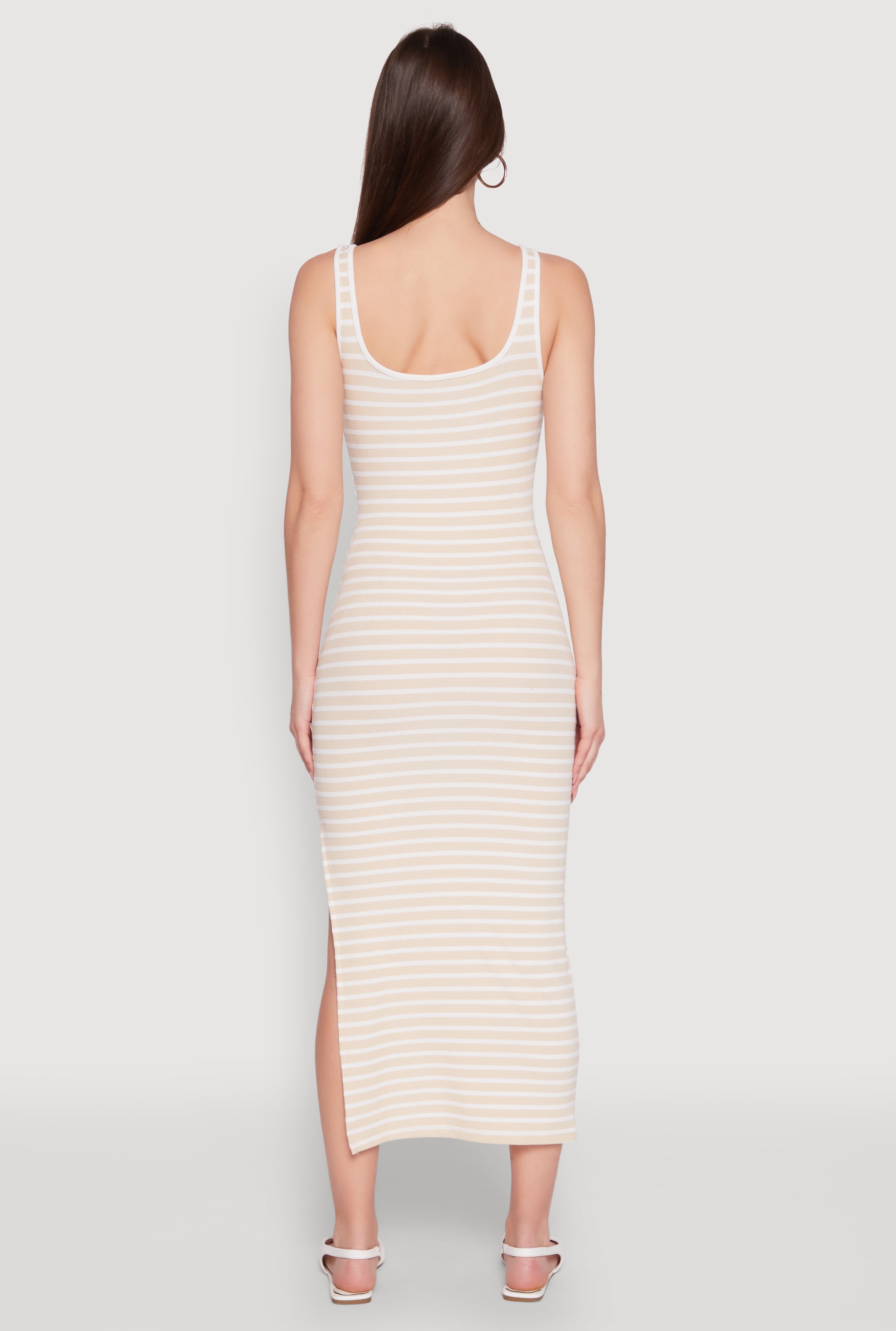 Striped Side Slit Tank Dress