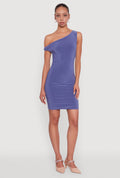 Asymmetrical Shoulder Ruched Side Mini Dress