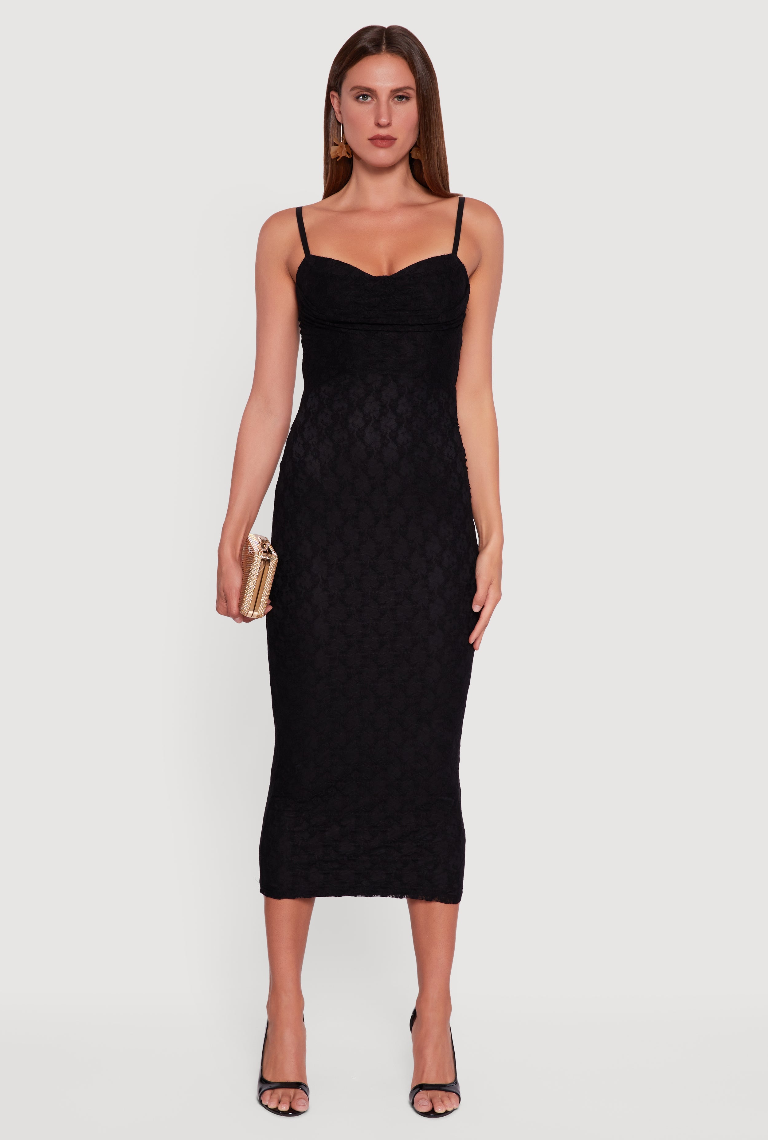 Floral Lace Sweetheart Cowl Neck Maxi Dress